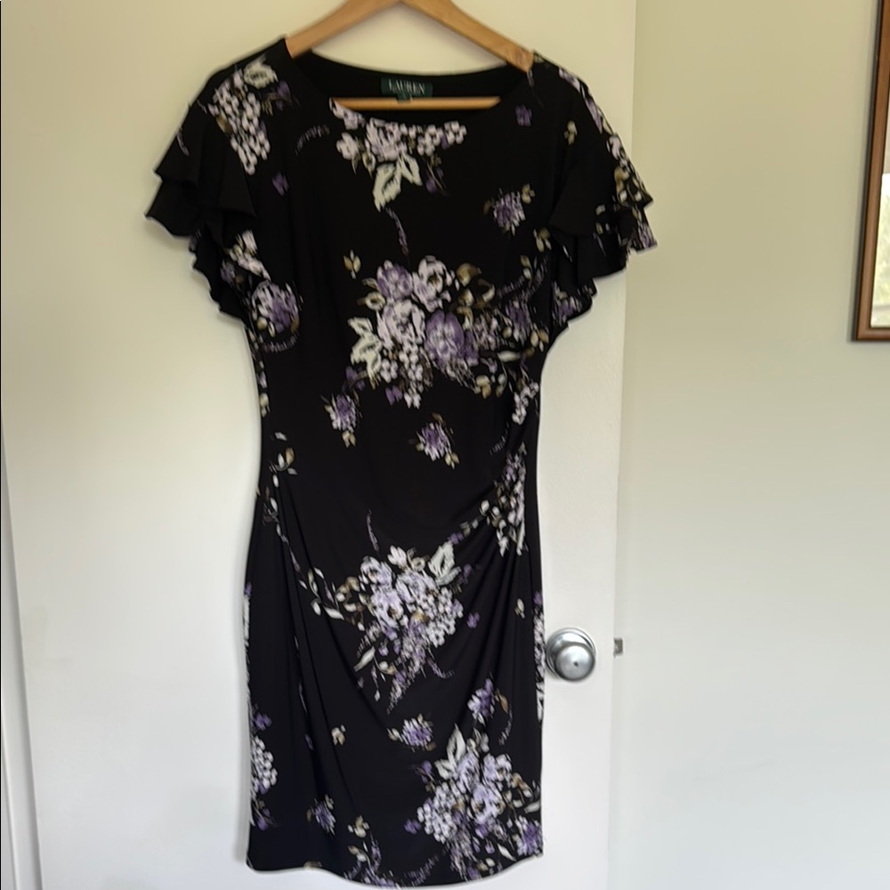 NWOT Ralph Lauren Black Midi Sheath Dress with Crew Neck (lined)